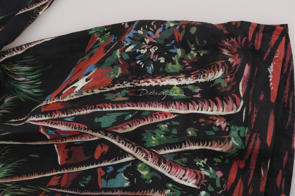 Dolce & Gabbana Sicilian Volcano Motive Polo Tee in black and white