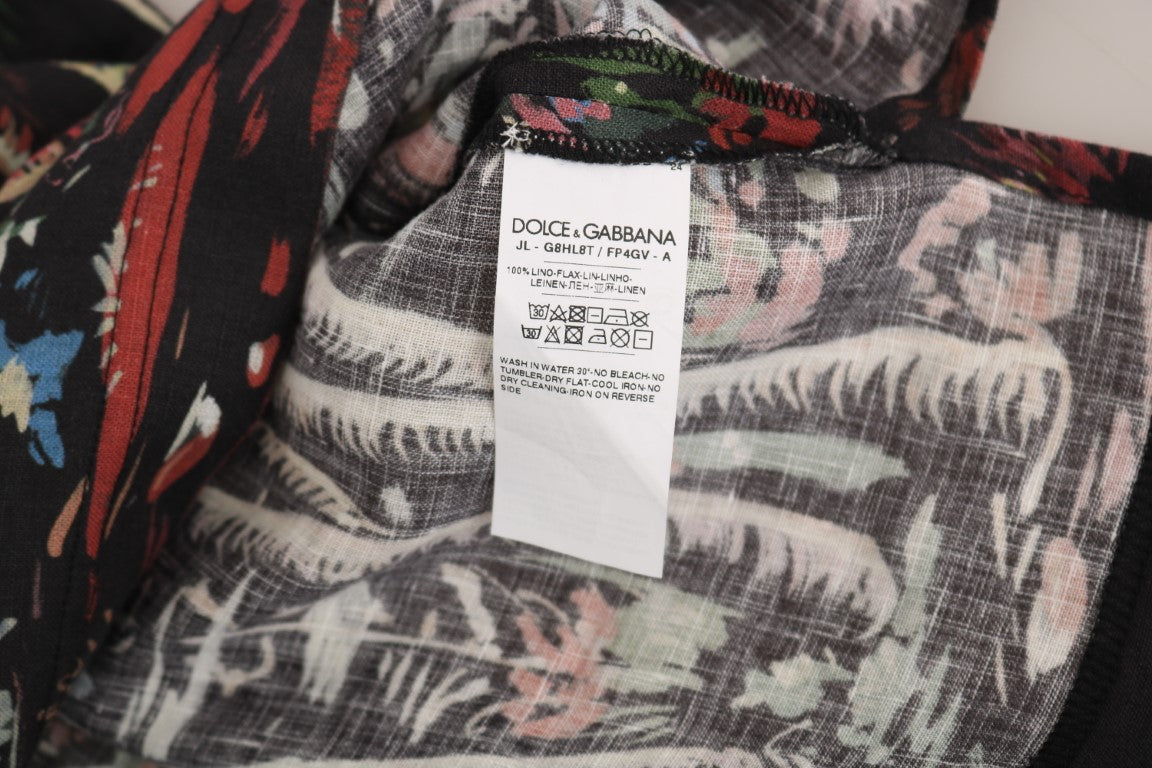 Dolce & Gabbana Sicilian Volcano Motive Polo Tee with vibrant volcano print