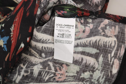 Dolce & Gabbana Sicilian Volcano Motive Polo Tee with vibrant volcano print