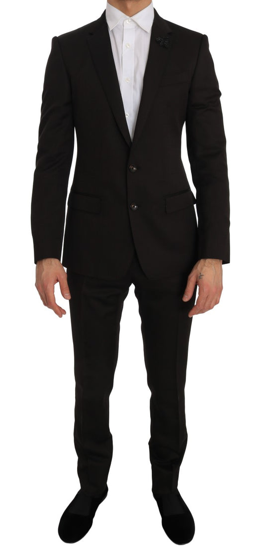 Dolce & Gabbana Elegant Brown Jacquard Martini Suit with intricate design and sophisticated style for formal occasions