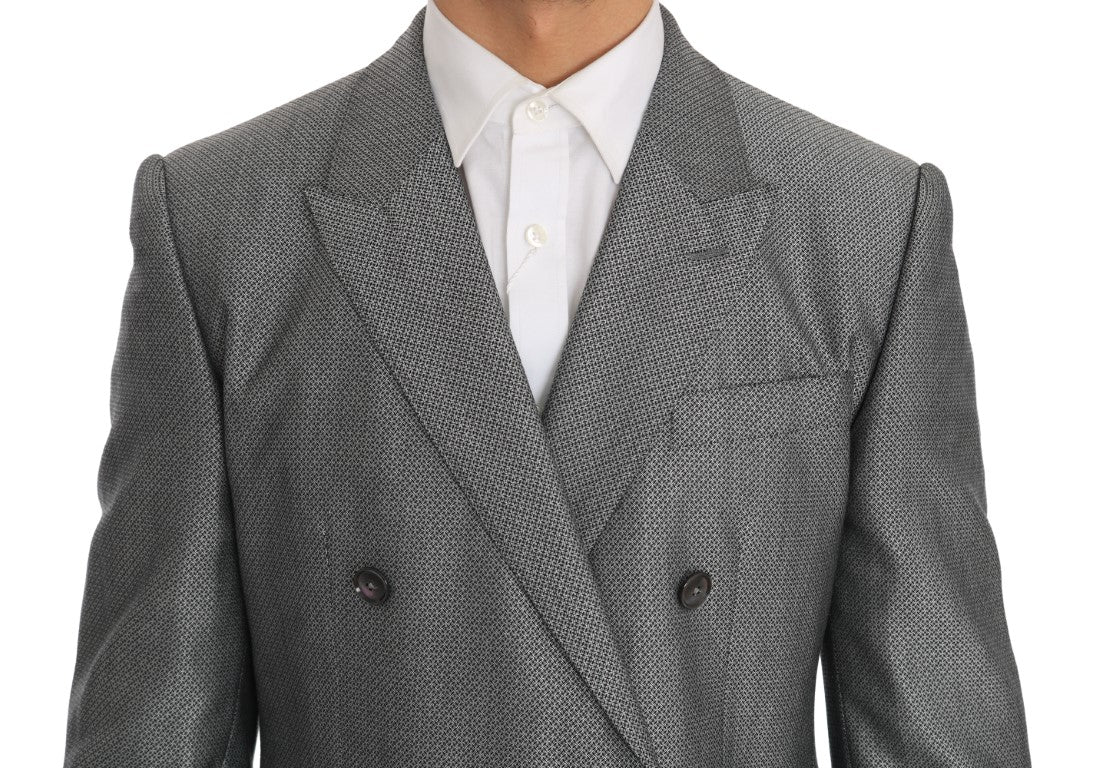 Luxurious Italian-made black double-breasted suit with crystal bee embroidery for a sophisticated and stylish ensemble