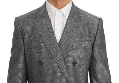 Luxurious Italian-made black double-breasted suit with crystal bee embroidery for a sophisticated and stylish ensemble