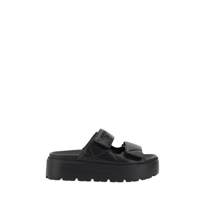 Prada Lambskin Sandals with round toe and double Velcro strap