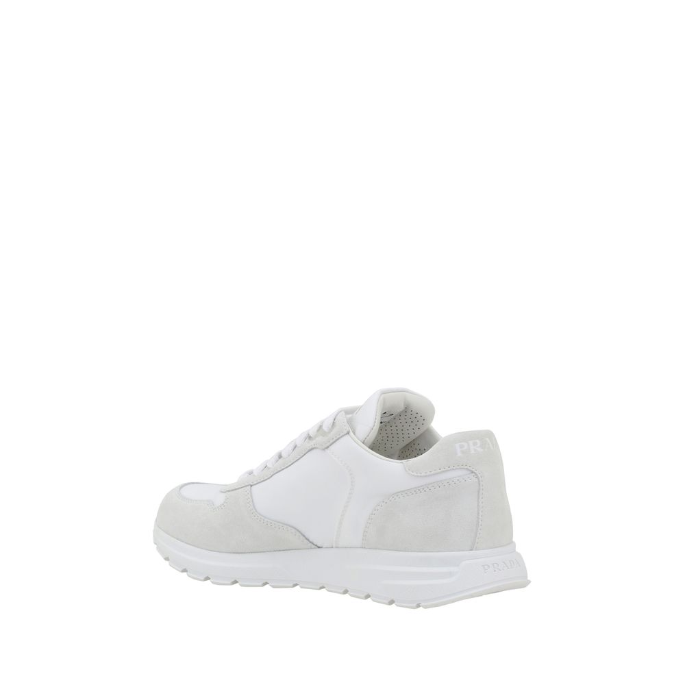 Prada Leather Sneakers - White leather lace-up sneakers with rubber sole