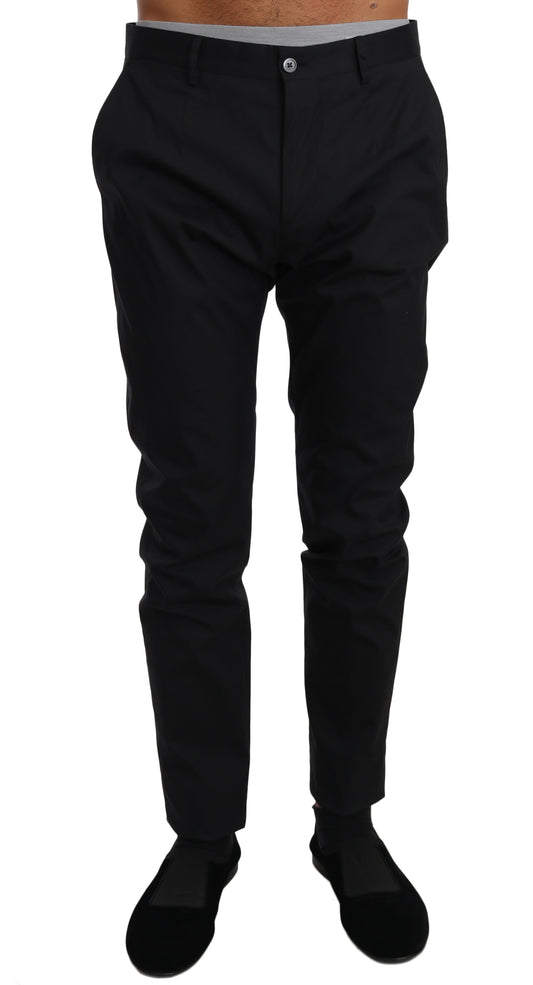 Dolce & Gabbana Elegant Black Formal Wool-Blend Trousers in Size IT54 