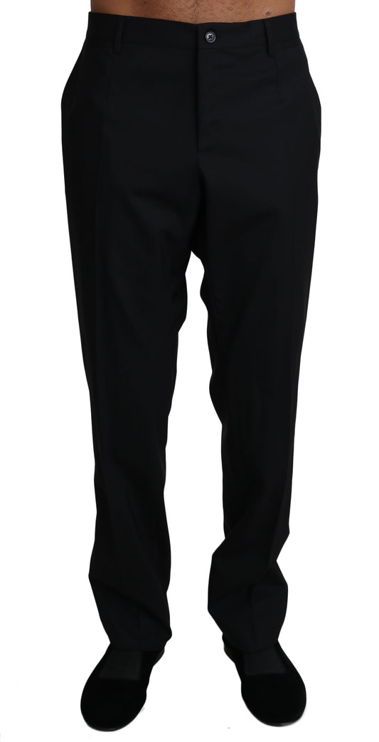 Dolce & Gabbana black formal wool blend trousers with button and zipper fly closure