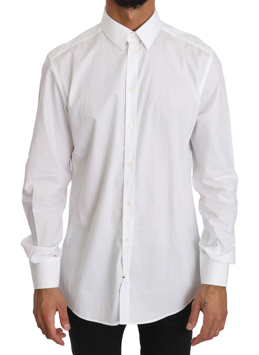Dolce & Gabbana Pure White Slim Fit Dress Shirt in 100% Cotton