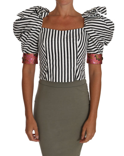Stunning Dolce & Gabbana Elegant Cropped Corset Top with Crystal Buttons