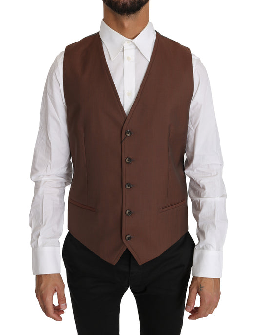 Dolce & Gabbana formal vest in bronze and gray, slim fit, luxury and elegance