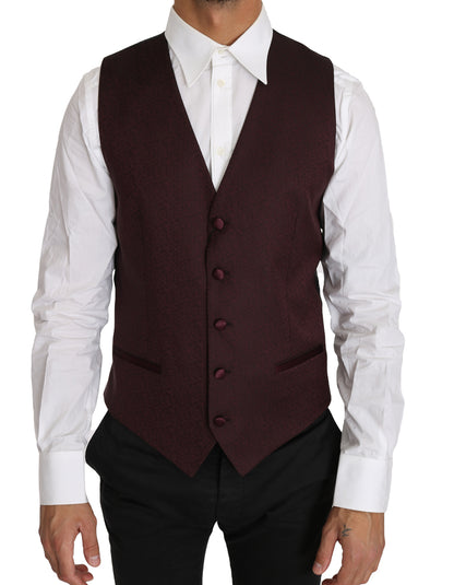 Dolce & Gabbana Elegant Purple Patterned Men's Formal Vest in slim fit