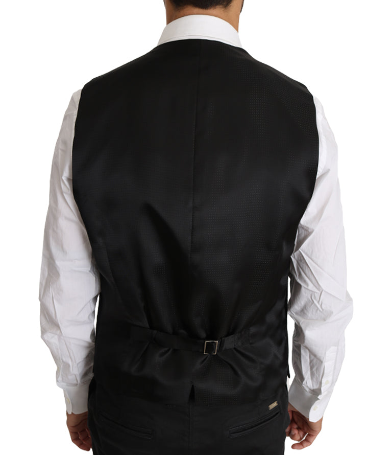 Dolce & Gabbana Elegant Gray Slim-Fit Wool-Silk Vest for Men
