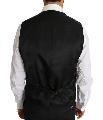 Dolce & Gabbana Elegant Gray Slim-Fit Wool-Silk Vest for Men