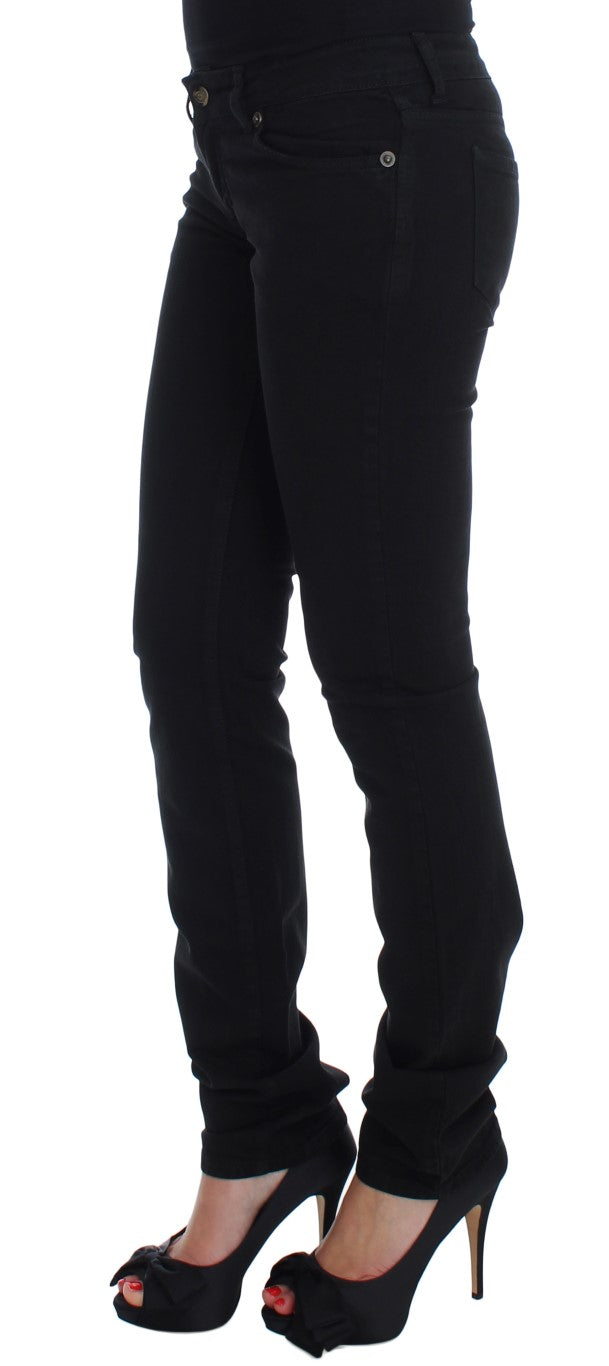 High-quality, slim skinny black jeans with zipper fly from Cavalli