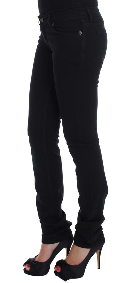 High-quality, slim skinny black jeans with zipper fly from Cavalli