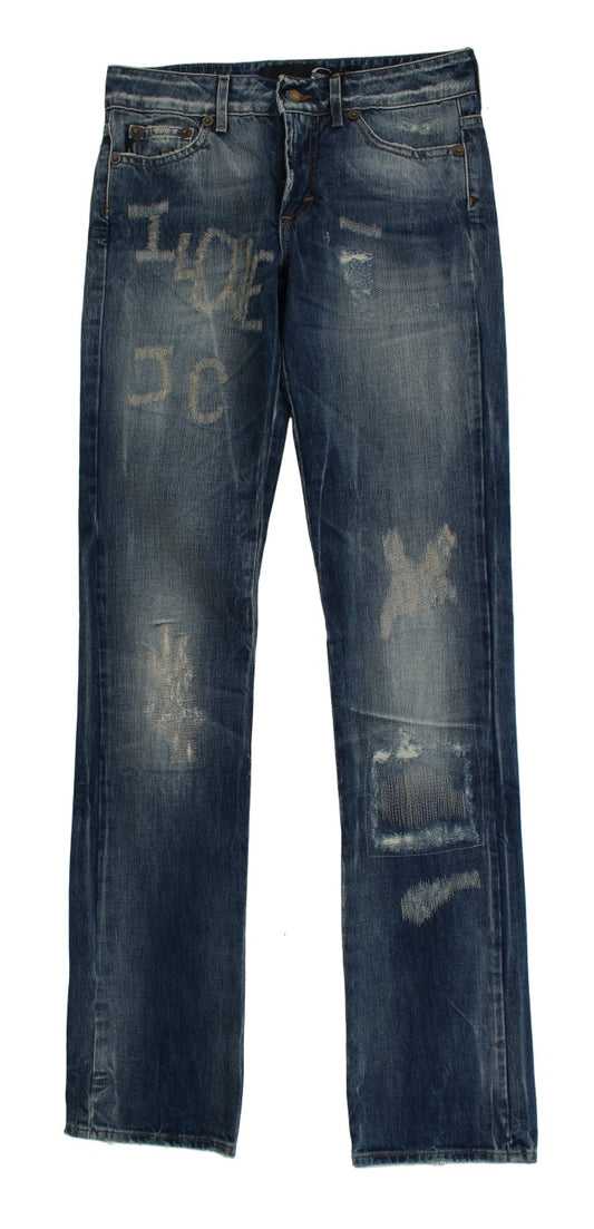 Cavalli Elegant Flare Fit Blue Denim Jeans made from 100% soft cotton