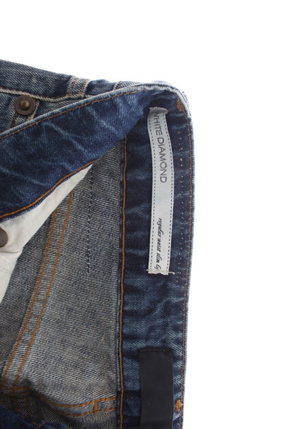 Blue wash with a modern torn aesthetic for a contemporary look