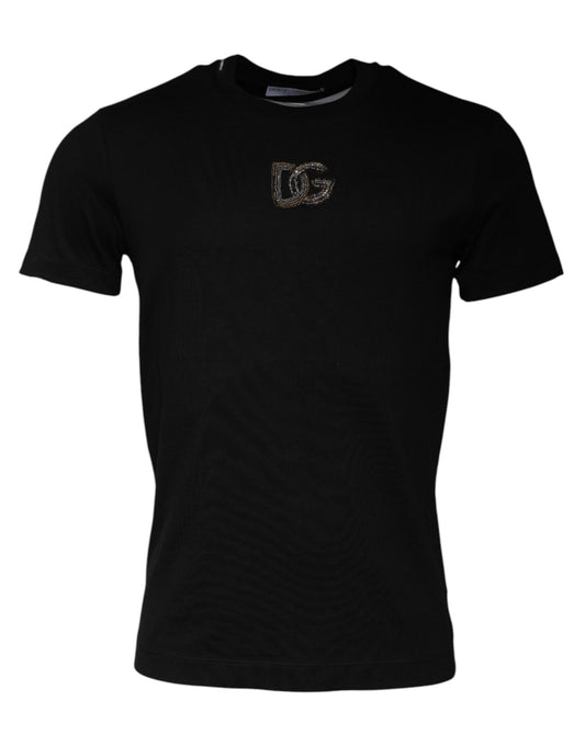 Dolce & Gabbana Black Logo Embellished Crew Neck T-shirt