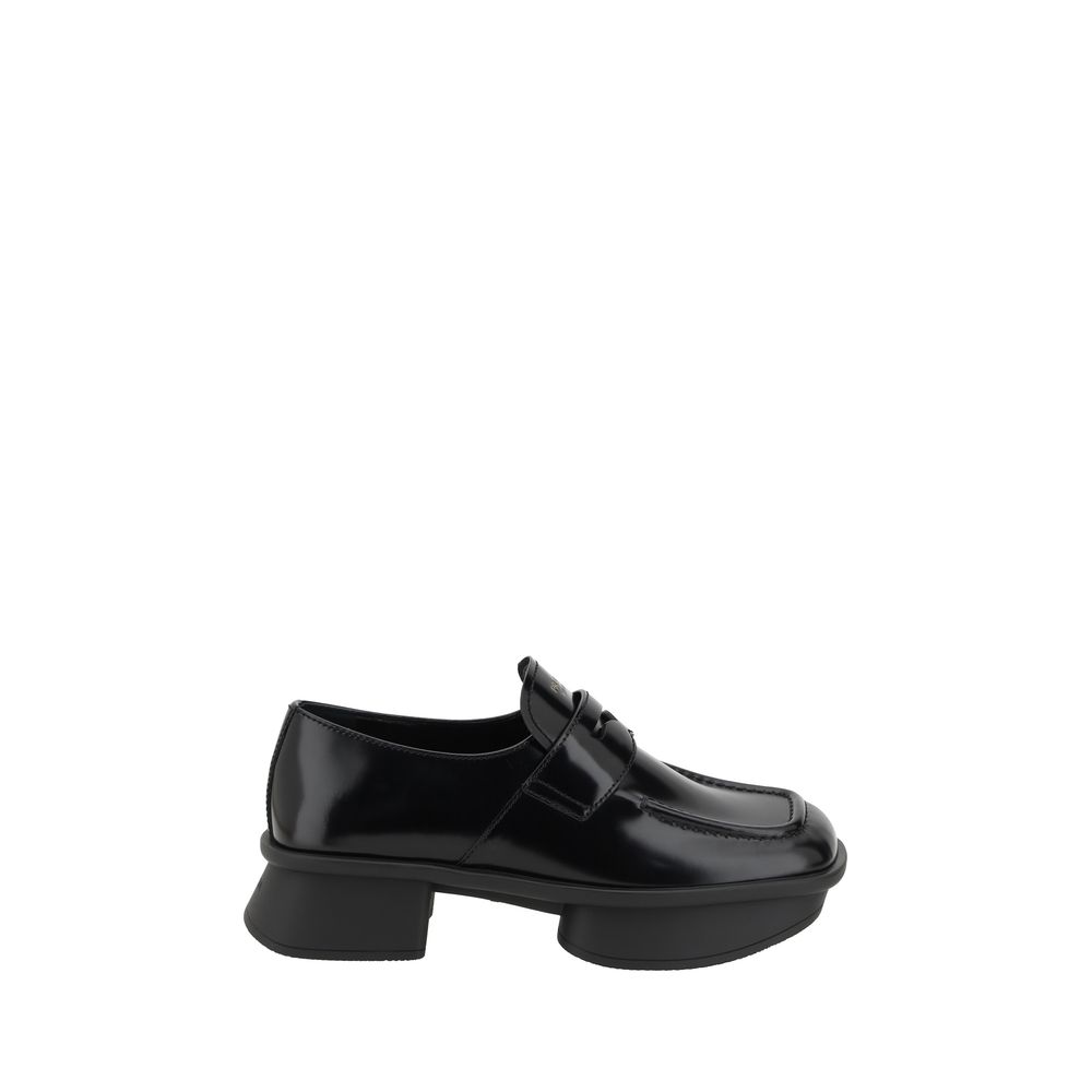 Prada leather Loafers with square toe and contrasting logo label