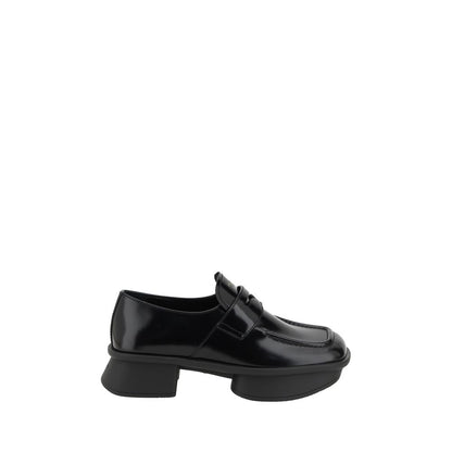 Prada leather Loafers with square toe and contrasting logo label