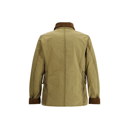 Front view of Barbour Workwear Jacket with flap slit pocket and corduroy welt pockets