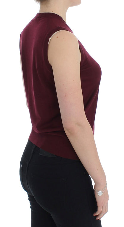 Eye-catching red vest with subtle logo details for added elegance