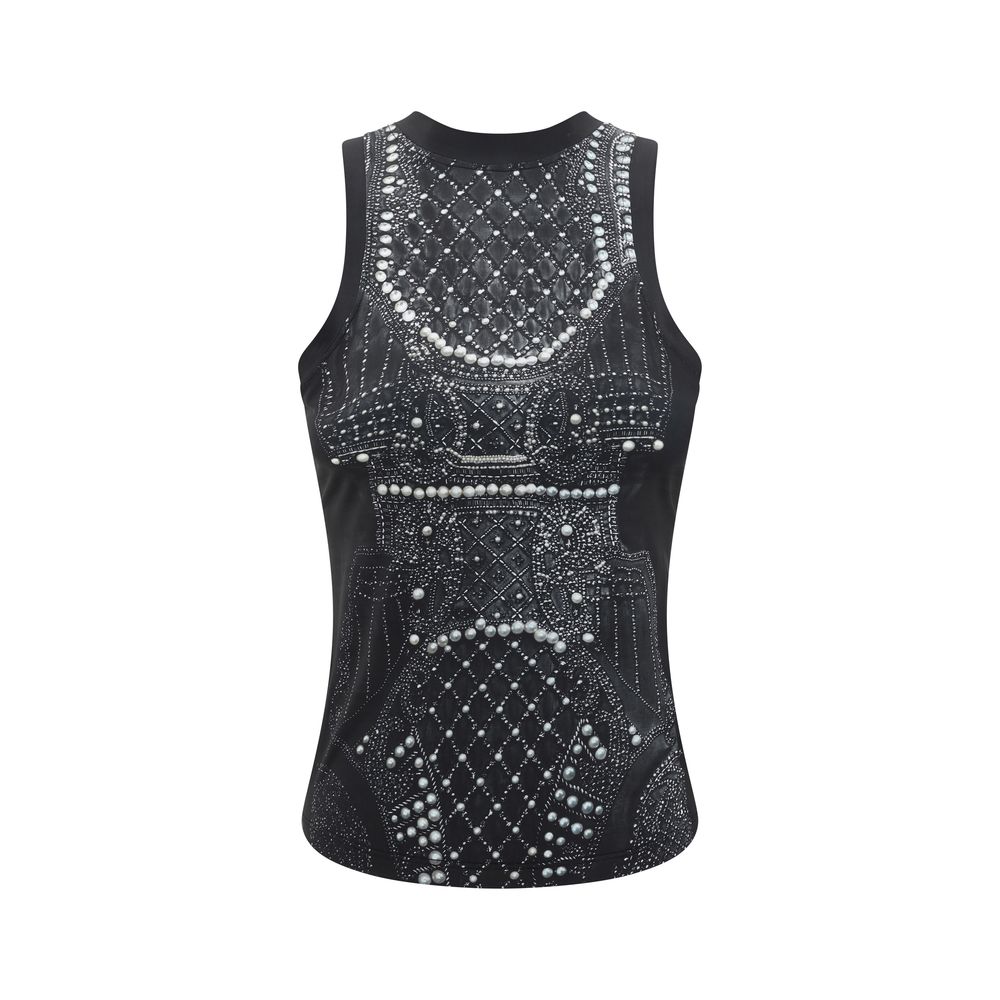 Balmain Trompe l'œil Top with sleeveless round-neck and printed pattern