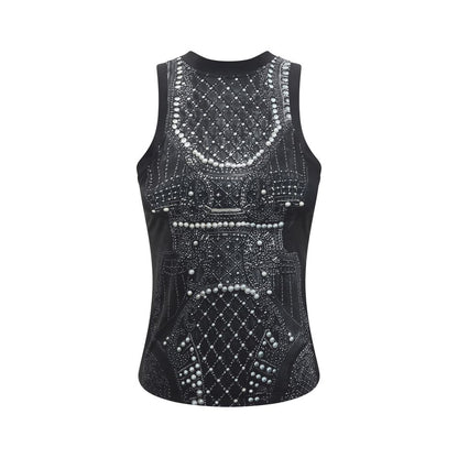Balmain Trompe l'œil Top with sleeveless round-neck and printed pattern