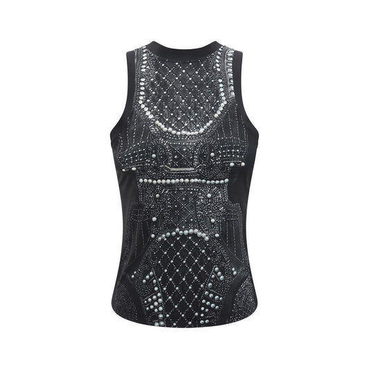 Balmain Trompe l'œil Top with sleeveless round-neck and printed pattern