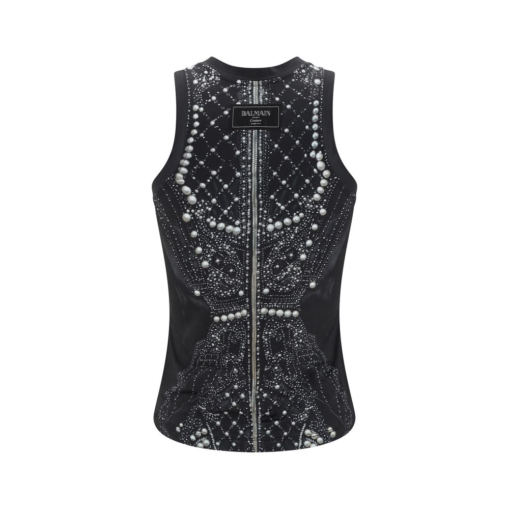 Contrasting printed trompe-l’œil pattern on the front and back