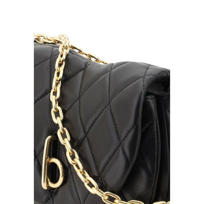 Interior view of single compartment quilted design in Burberry Rocking Horse Shoulder Bag