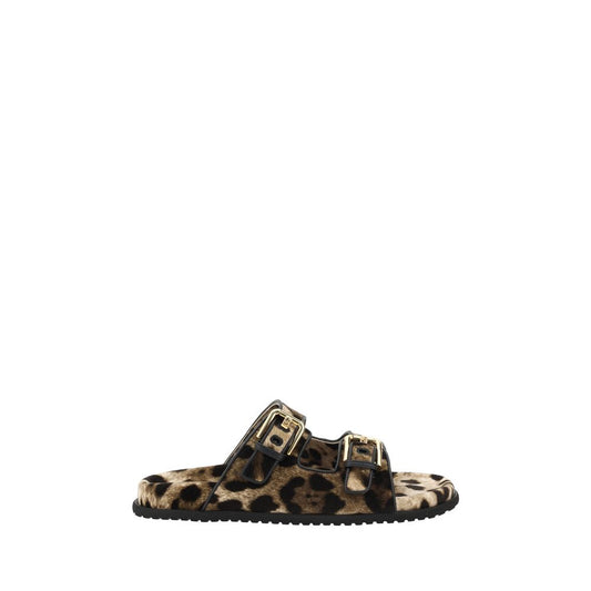 Dolce & Gabbana animal print sandals with double strap and adjustable buckle