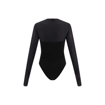 Intriguing see-through effect with sheer details on sleeves and upper body
