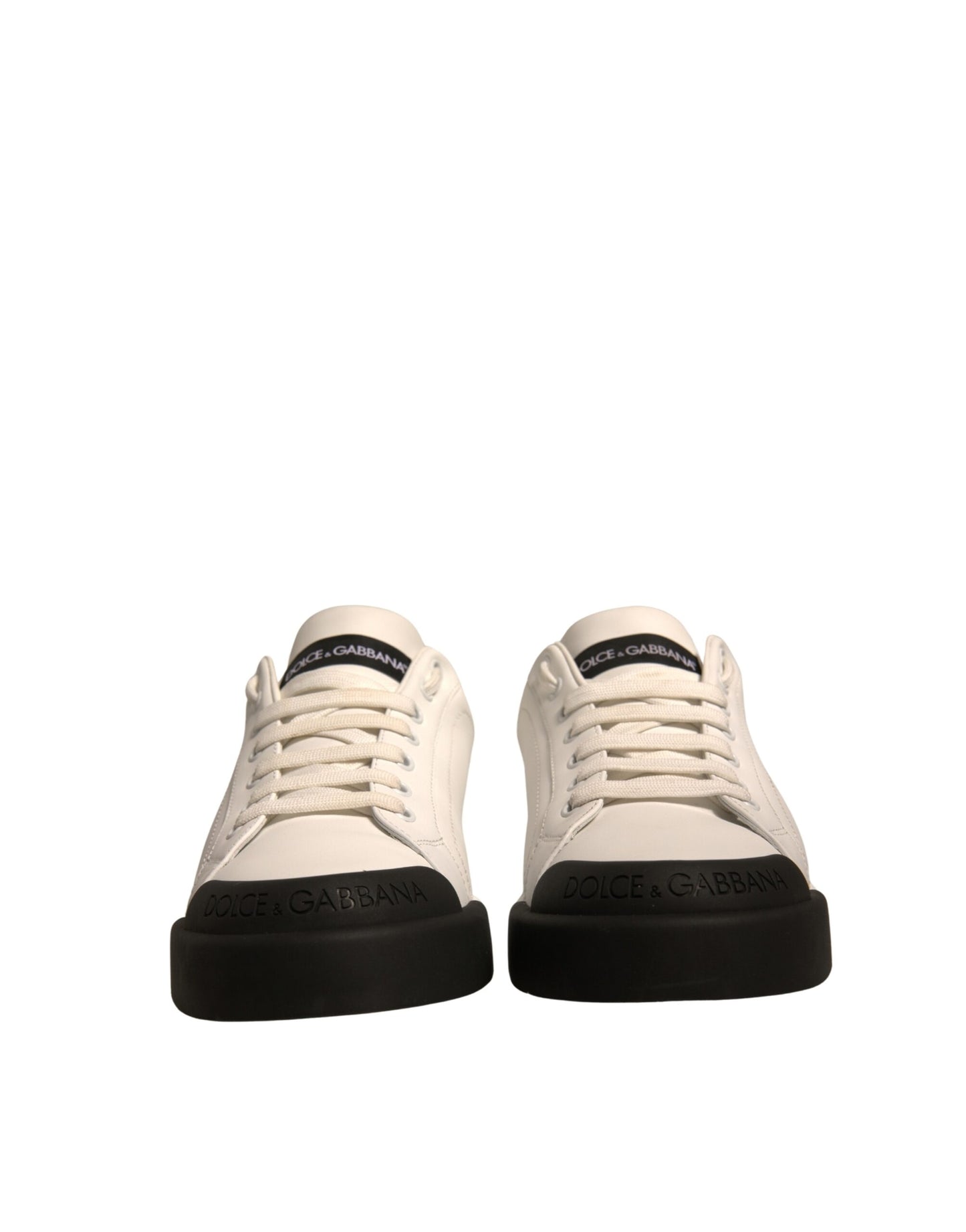 Dolce & Gabbana White Leather Logo Portofino Sneakers Shoes