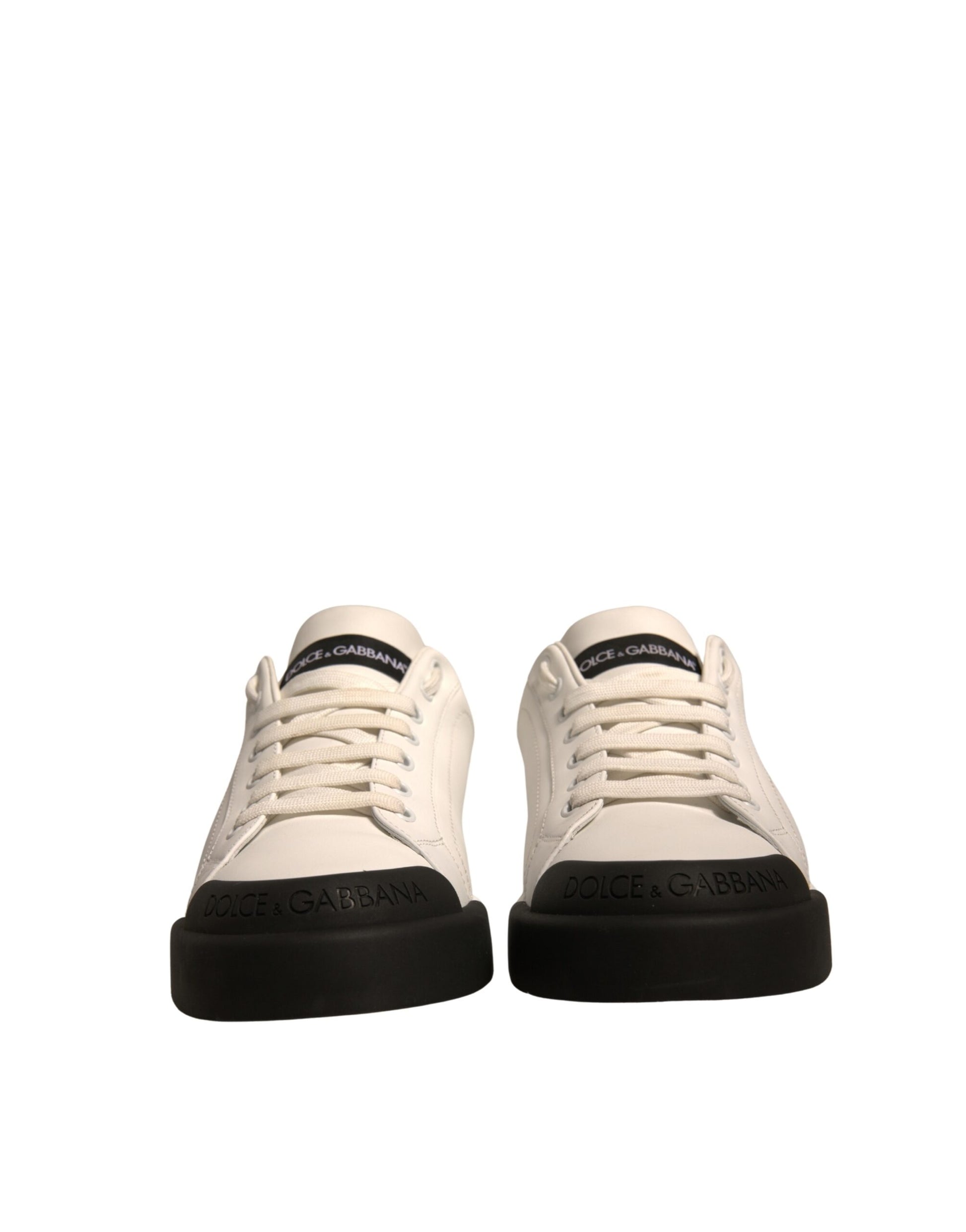 Dolce & Gabbana White Leather Logo Portofino Sneakers Shoes