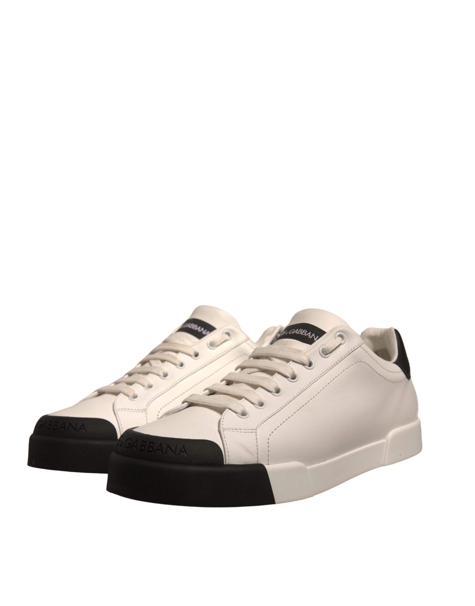 Dolce & Gabbana White Leather Logo Portofino Sneakers Shoes
