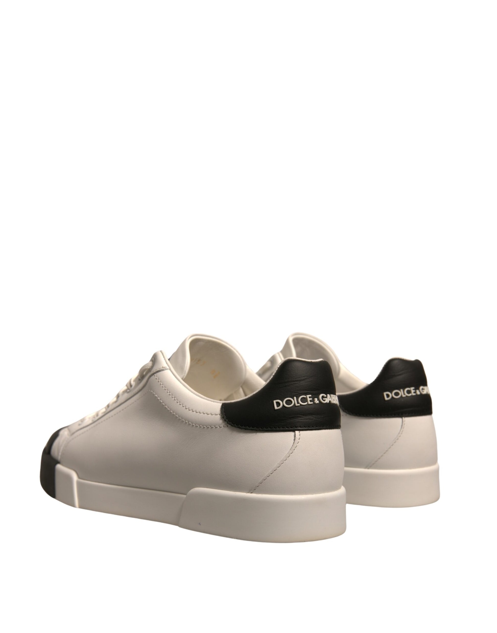 Dolce & Gabbana White Leather Logo Portofino Sneakers Shoes