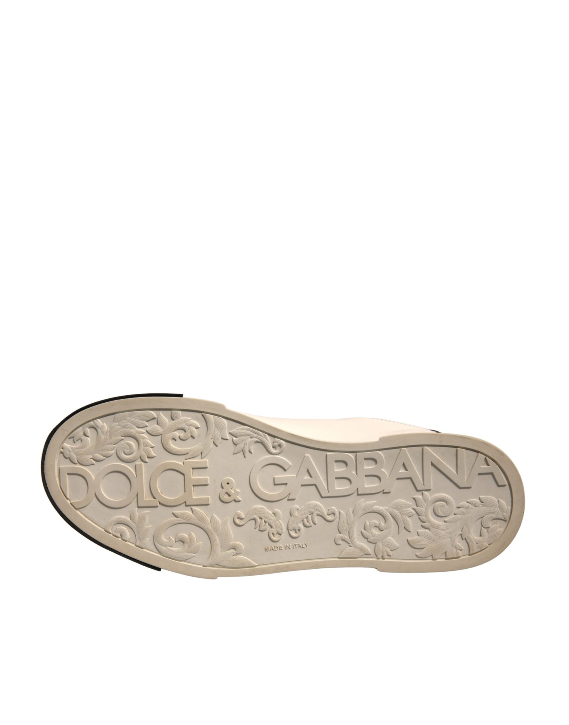 Dolce & Gabbana White Leather Logo Portofino Sneakers Shoes