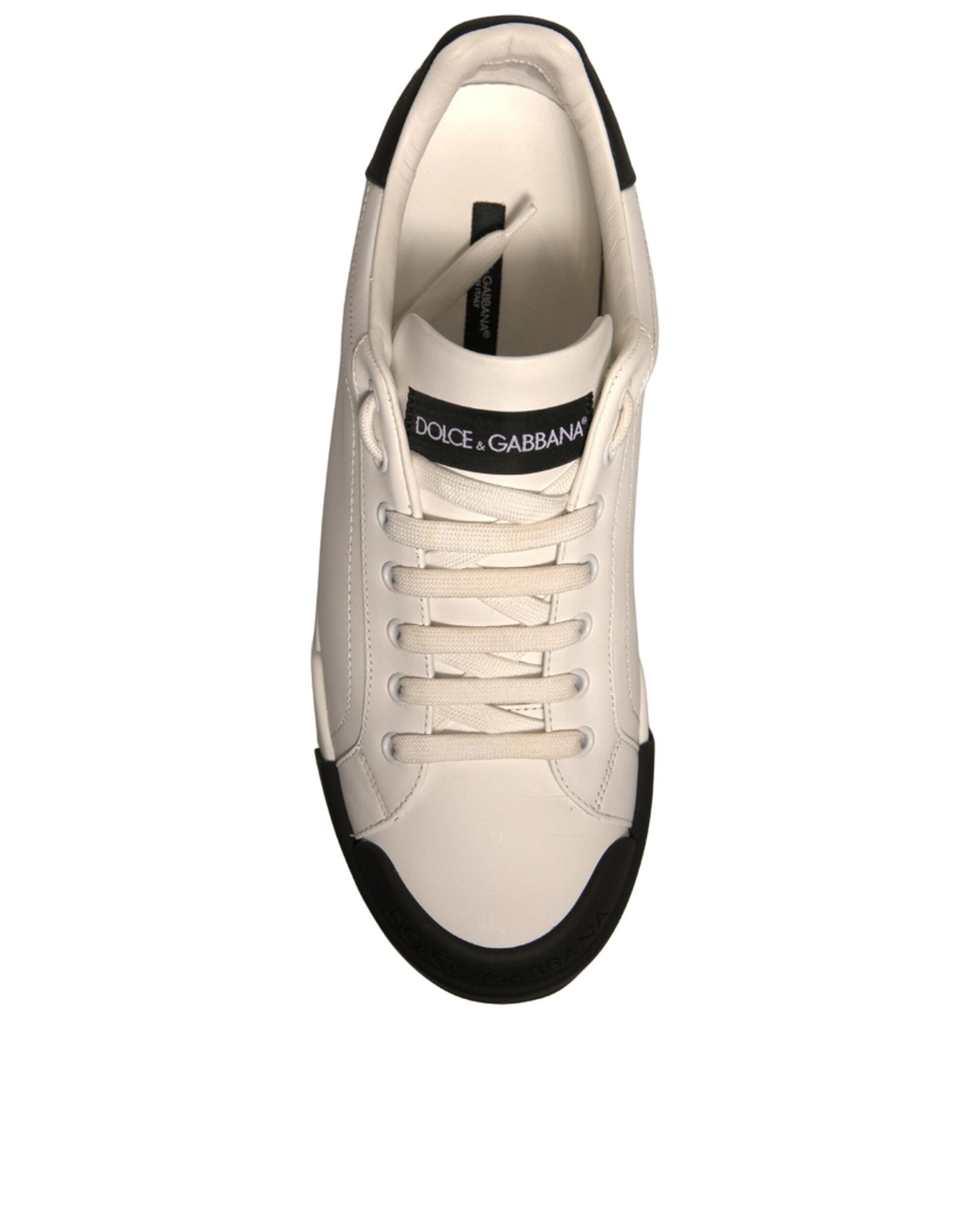 Dolce & Gabbana White Leather Logo Portofino Sneakers Shoes