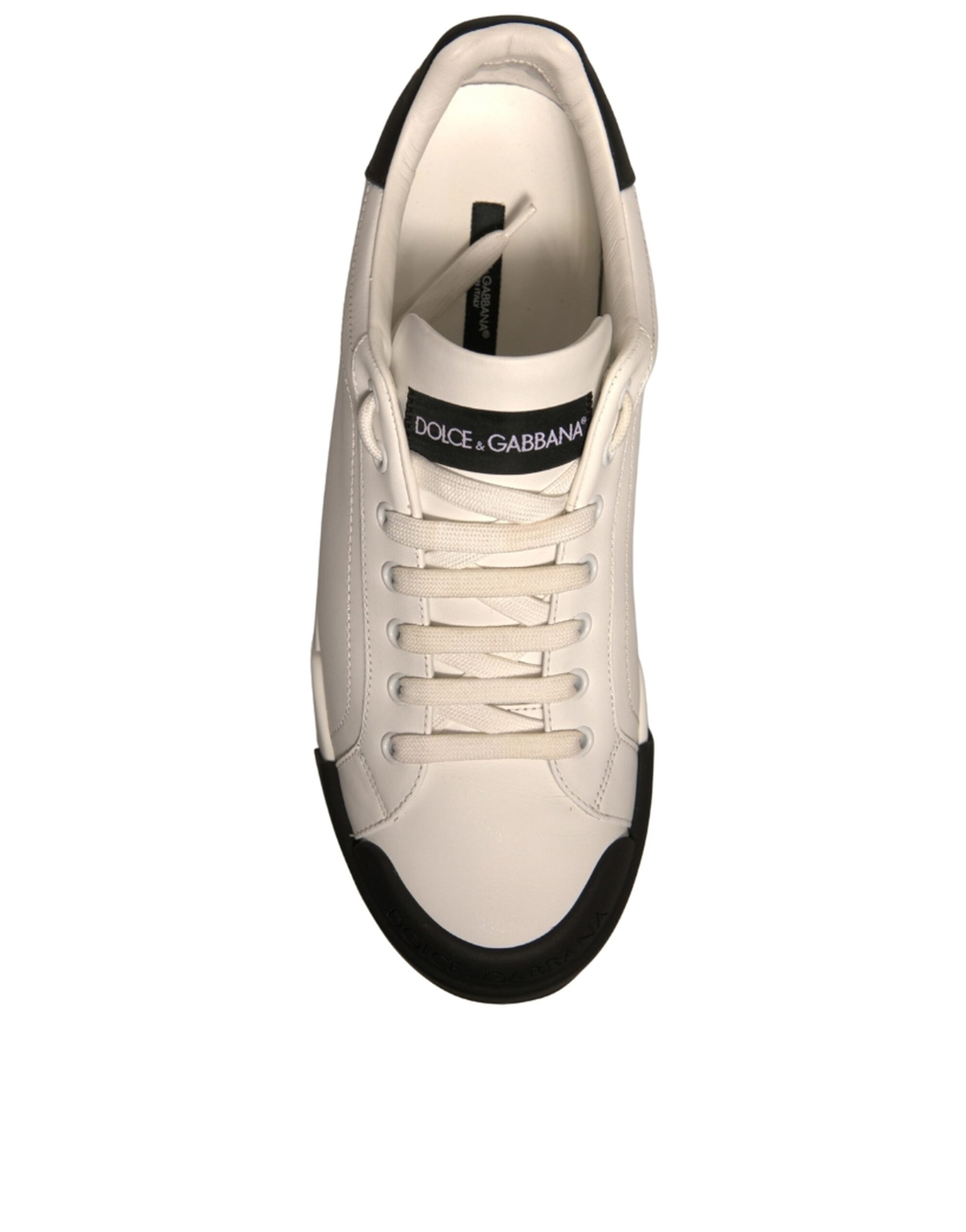 Dolce & Gabbana White Leather Logo Portofino Sneakers Shoes
