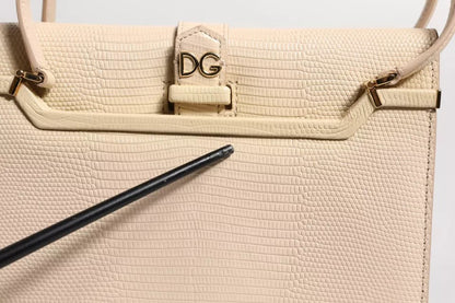 Dolce & Gabbana Beige Leather Ingrid Top Handle Shoulder Bag
