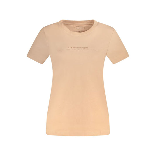 Calvin Klein pink cotton women t-shirt with iconic logo in vibrant pink hue