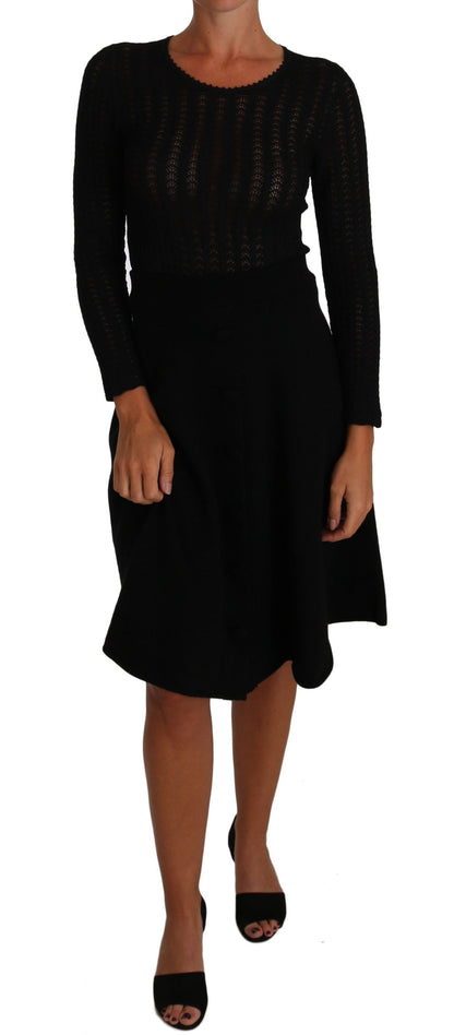 Dolce & Gabbana Elegant Black Knitted Sheath Dress, a testament to Italian craftsmanship