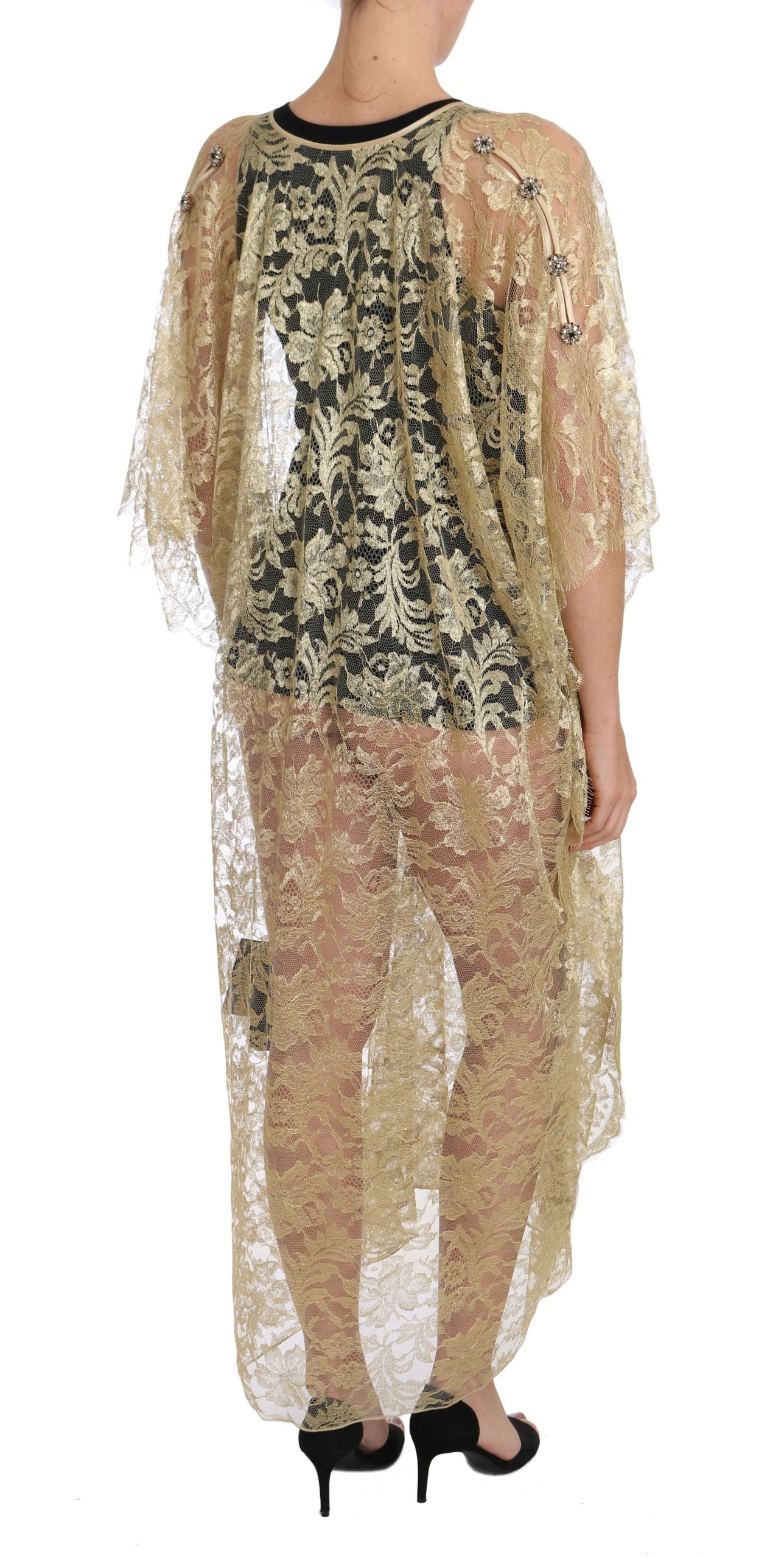  Exquisite button-down dress with intricate floral lace pattern 