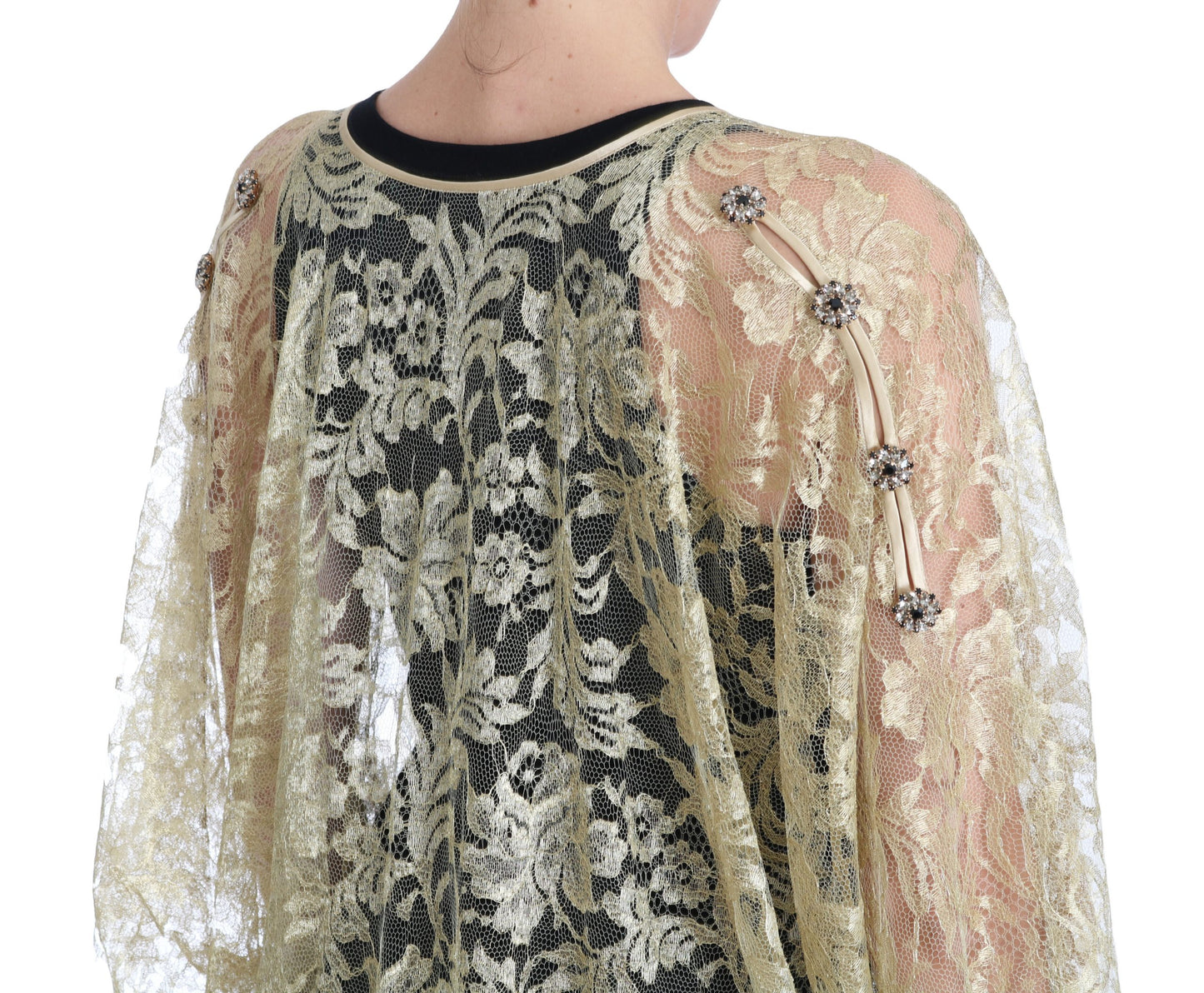  Tunic cape dress adorned with crystal button closures and iconic logo details 