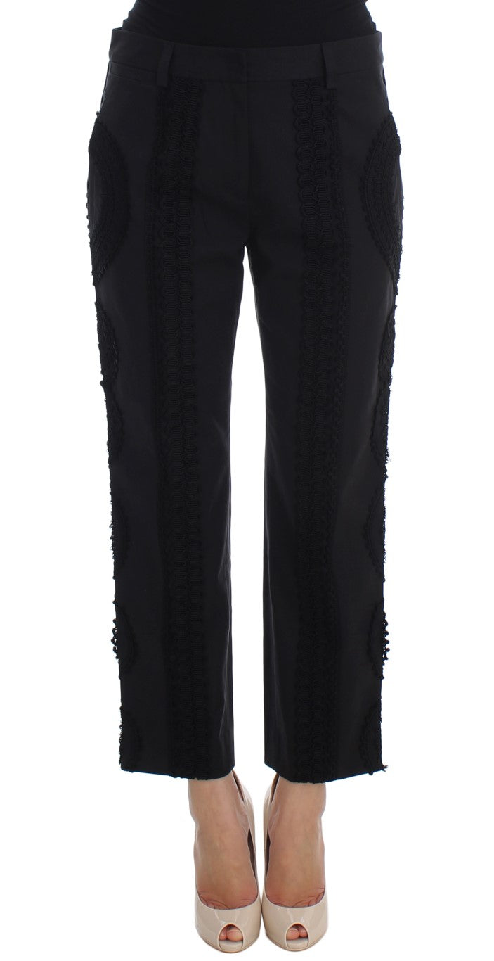 Dolce & Gabbana black Torero capri pants with zipper fly and two button closure