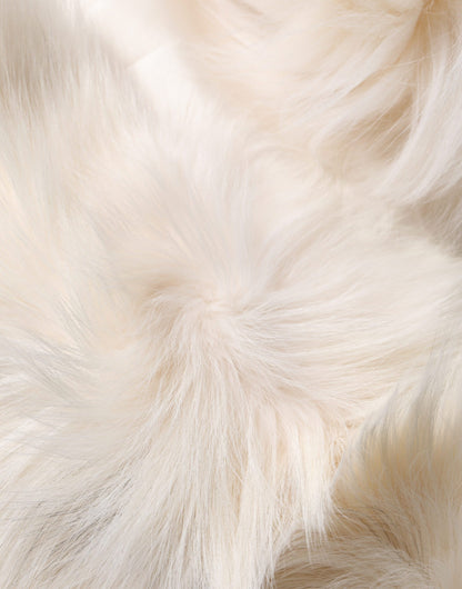 Dolce & Gabbana White Fox Fur Neck Wrap Warmer Winter Scarf