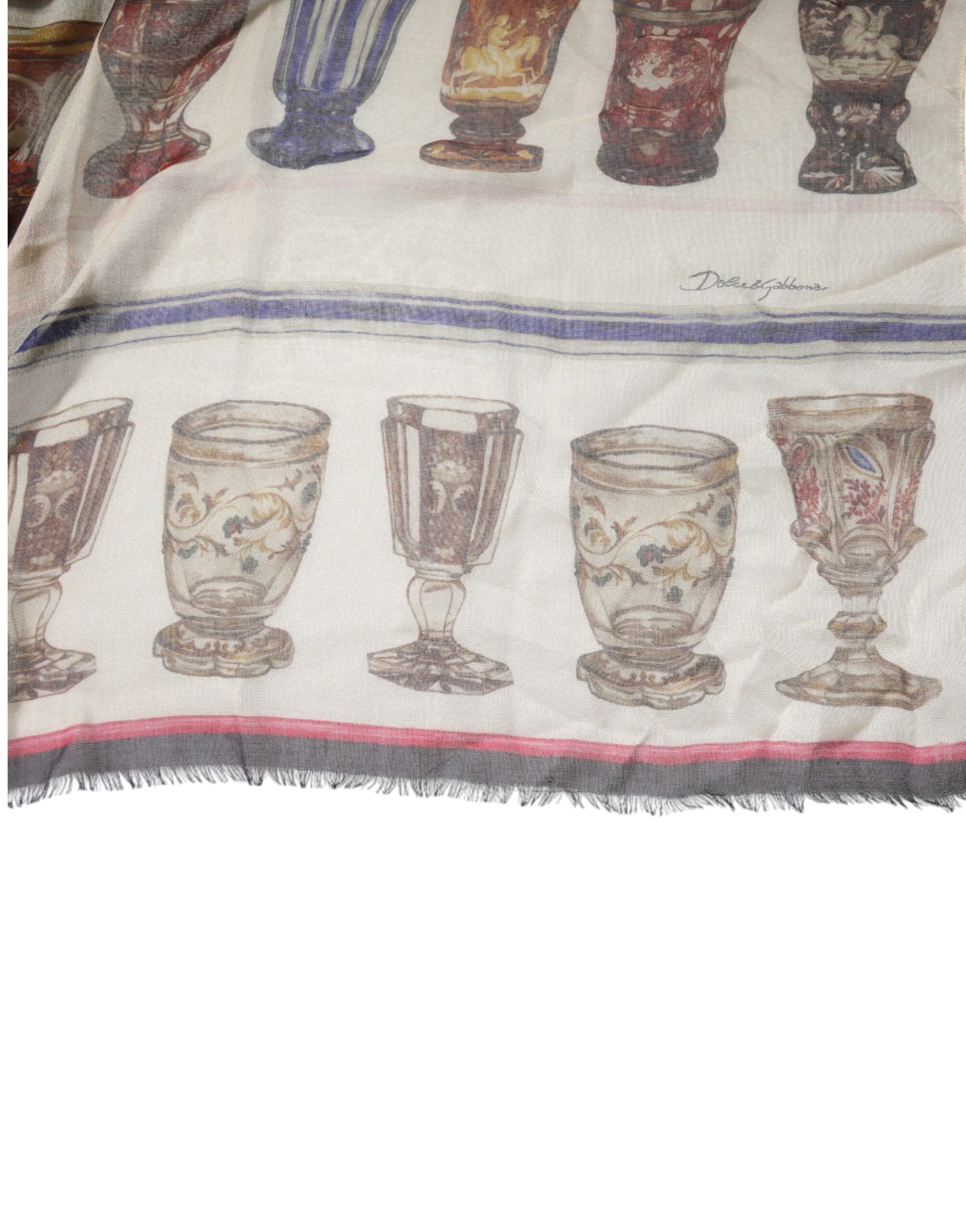 Dolce & Gabbana Multicolor Glass Cashmere Foulard Scarf