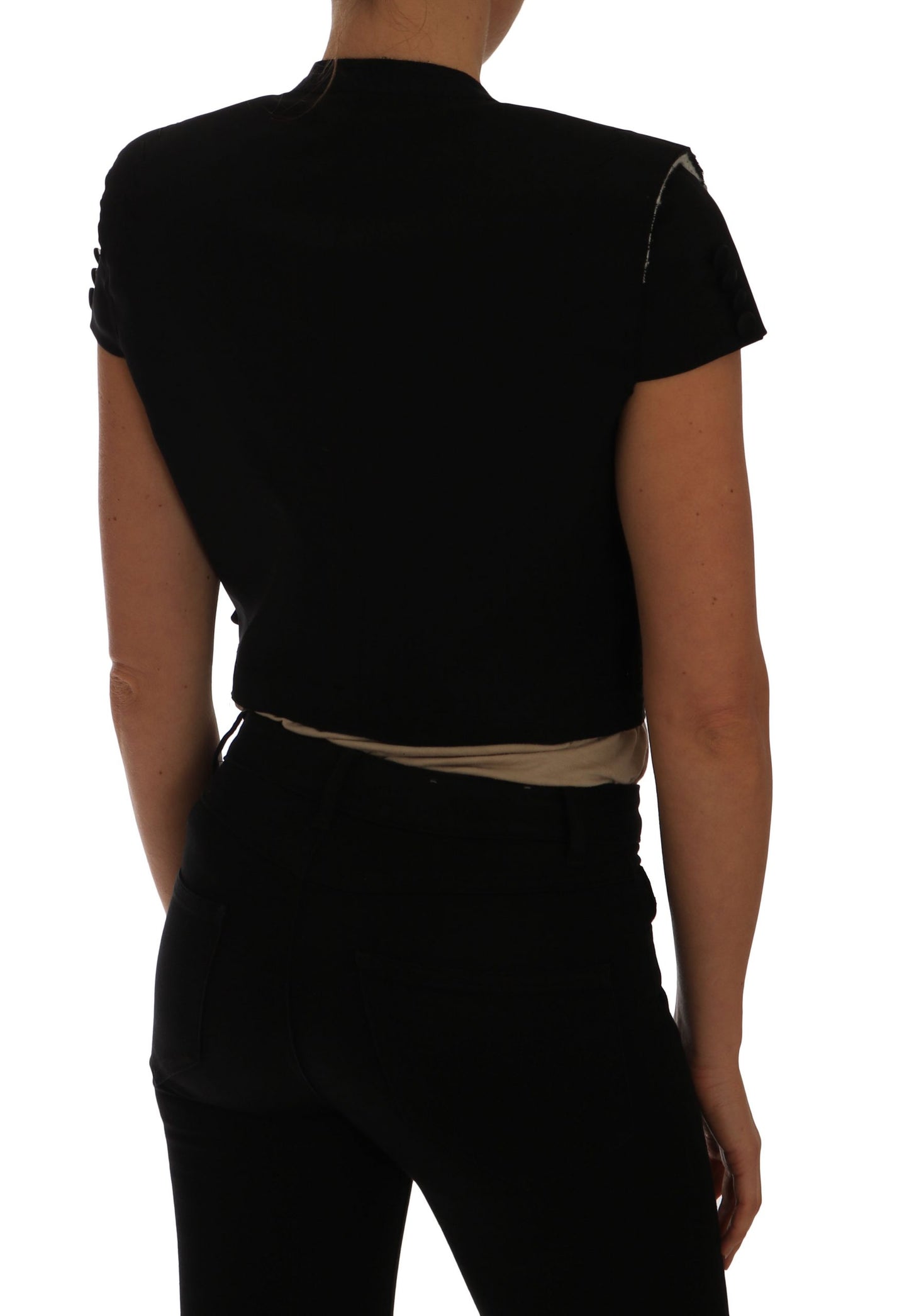Luxurious black Dolce & Gabbana blazer made of 91% virgin wool, 7% silk, and 2% elastane