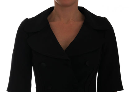 Italian crafted Dolce & Gabbana cropped blazer in black with logo details for brand authenticity