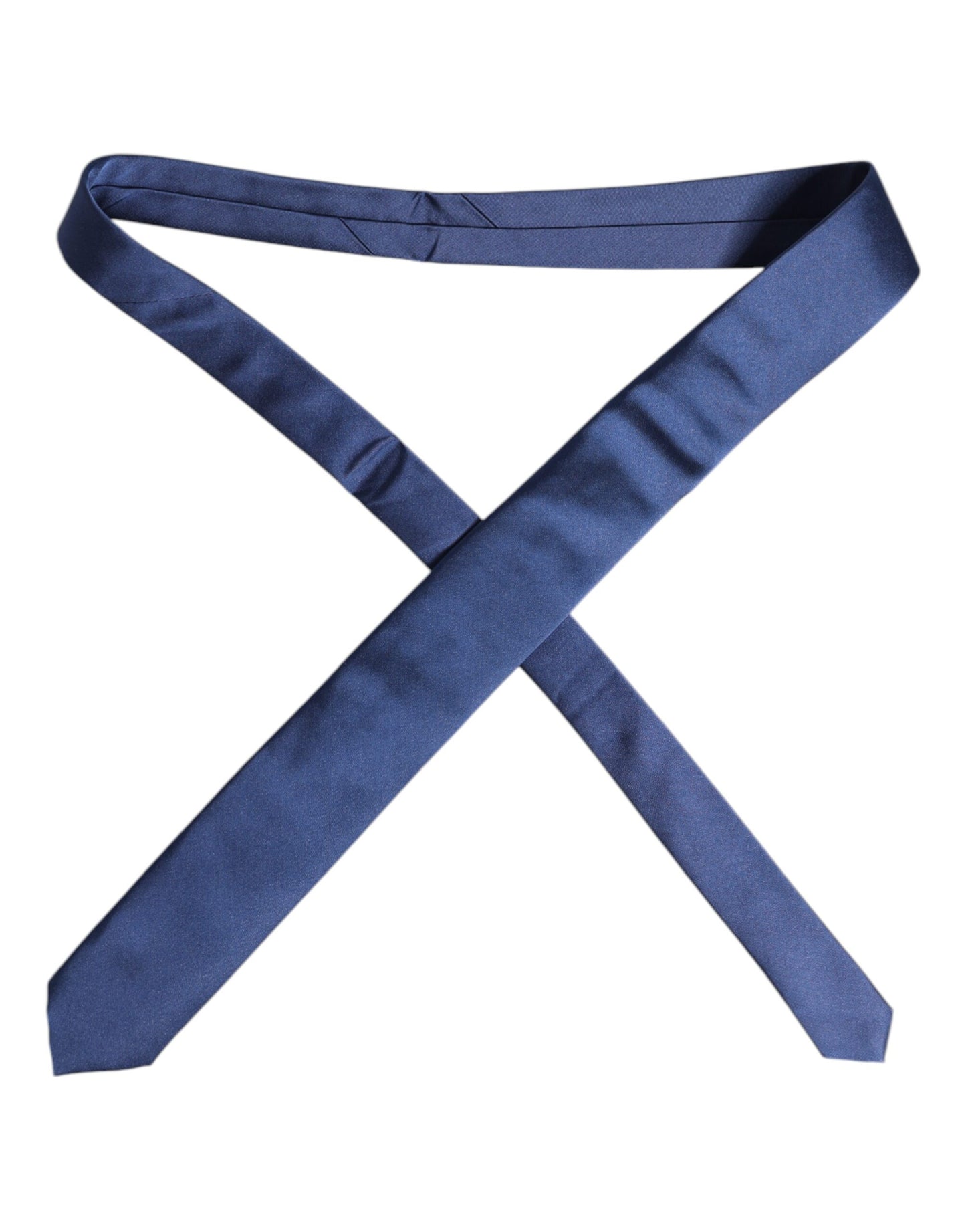 Dolce & Gabbana Blue Solid Silk Adjustable Necktie Tie